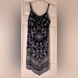 Navy Blue Paisley Print bandana style Spaghetti Strap Dress